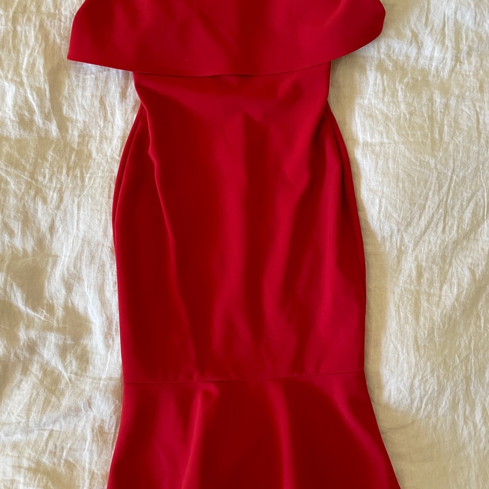 Likely Red Strapless Midi Dress